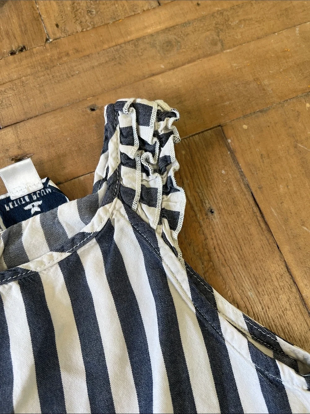 Petite plume navy stripes ruffle night gown girls size 8